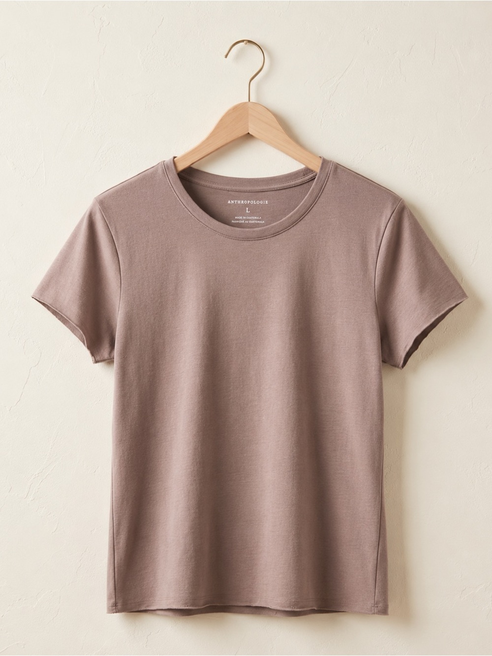 Anthropologie Taupe Slim Fit Baby Tee Waist-Length Top Size Large